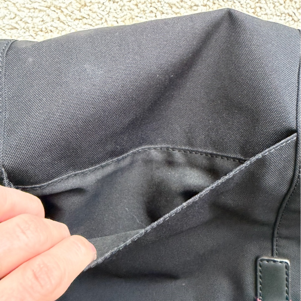 Fossil Black Canvas Messenger Bag Leather Trim Laptop Crossbody Shoulder Bag - Picture 12 of 12